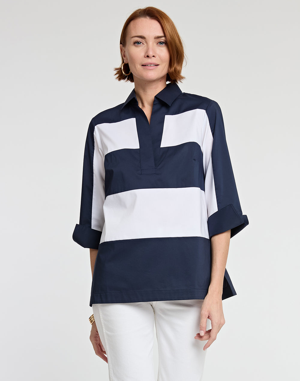 Vicky 3/4 Sleeve Colorblock Cotton Top