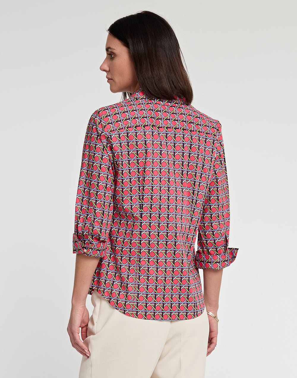 Diane 3/4 Sleeve Lattice Print Shirt