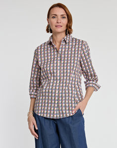 Diane 3/4 Sleeve Lattice Print Shirt