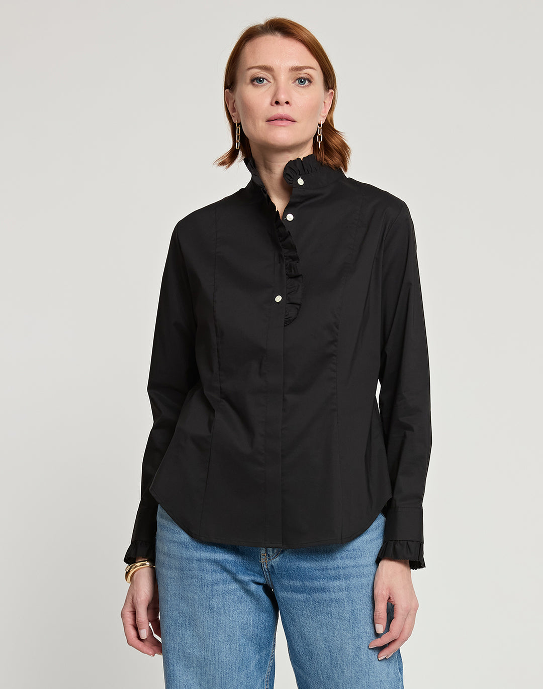 Athena Long Sleeve Ruffle Neck Shirt