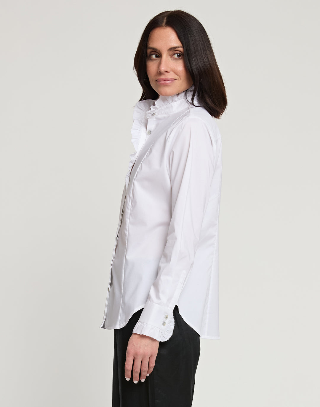 Athena Long Sleeve Ruffle Neck Shirt