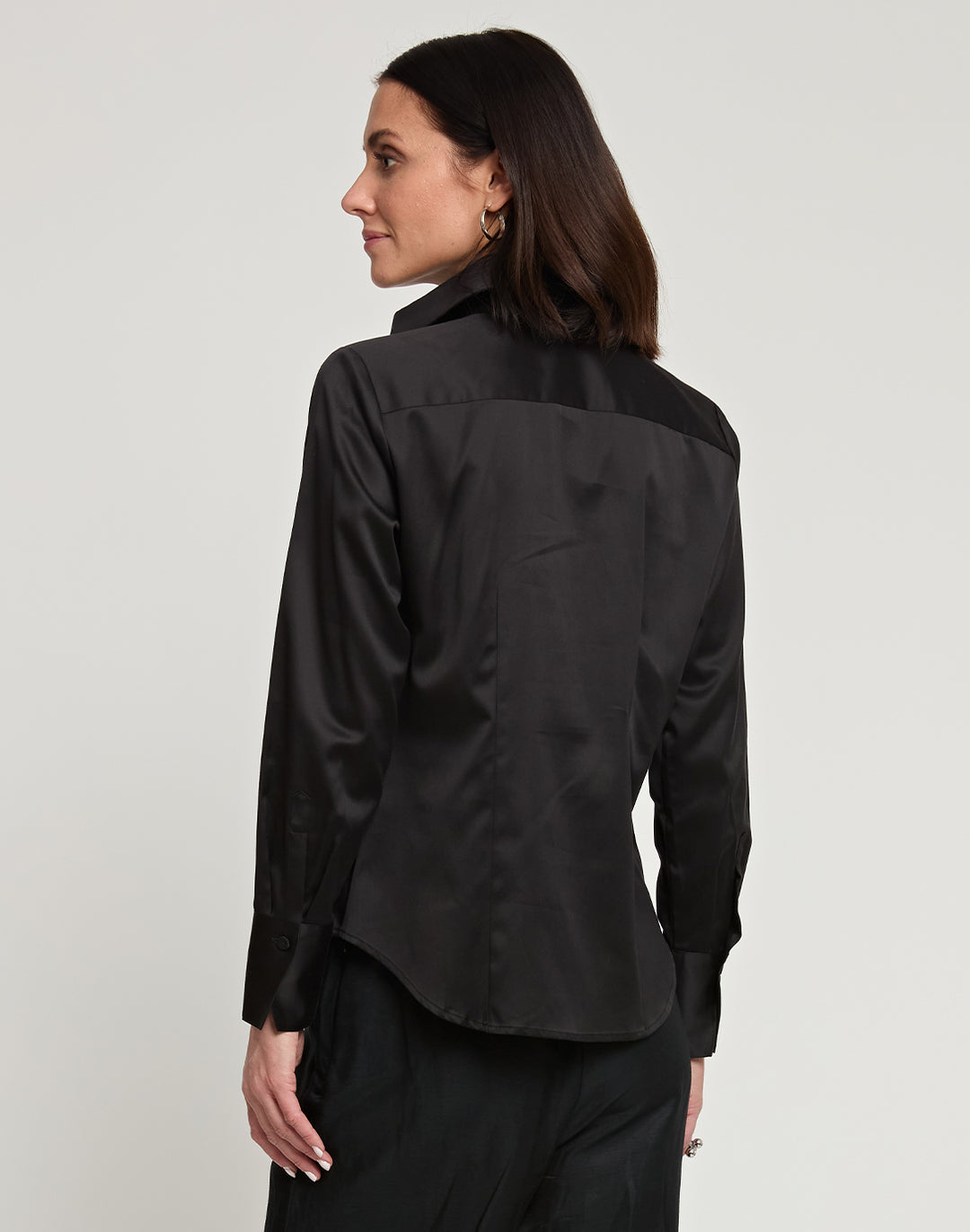 Maya Long Sleeve Cotton Satin Shirt