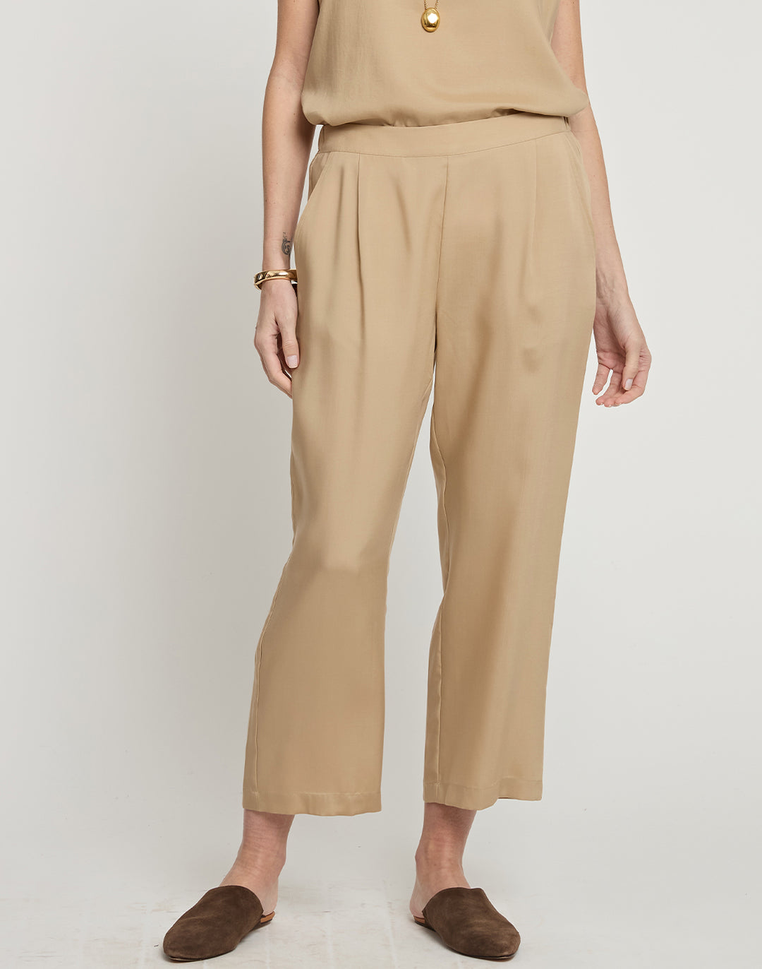 Hinson Wu, Tencel, Ankle, Pant, Tan, Neutral