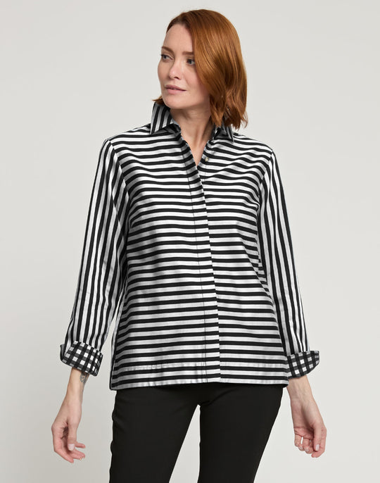 Xena Long Sleeve Stripe/Gingham Combo Shirt