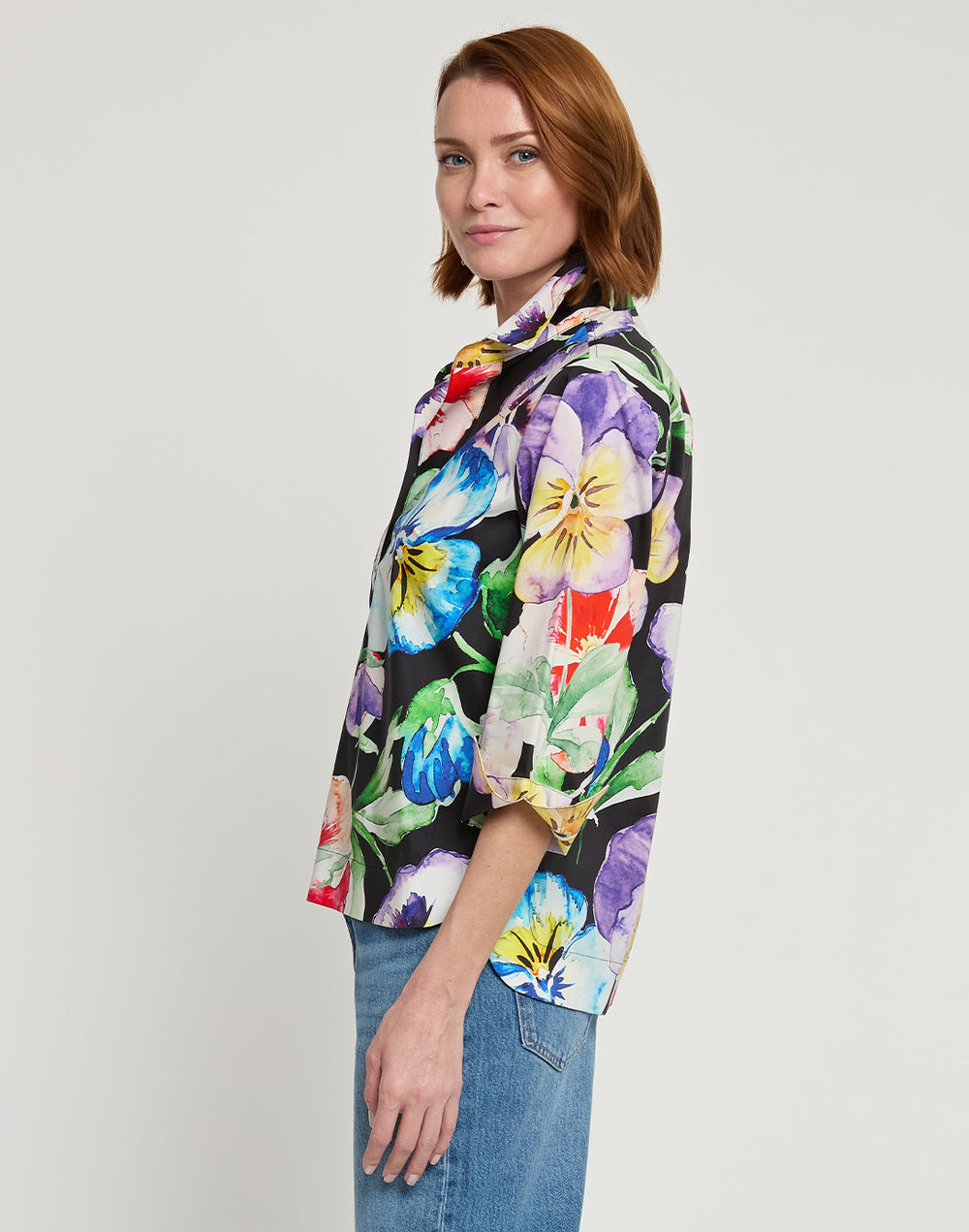 Charlotte 3/4 Sleeve Pansy Print Top