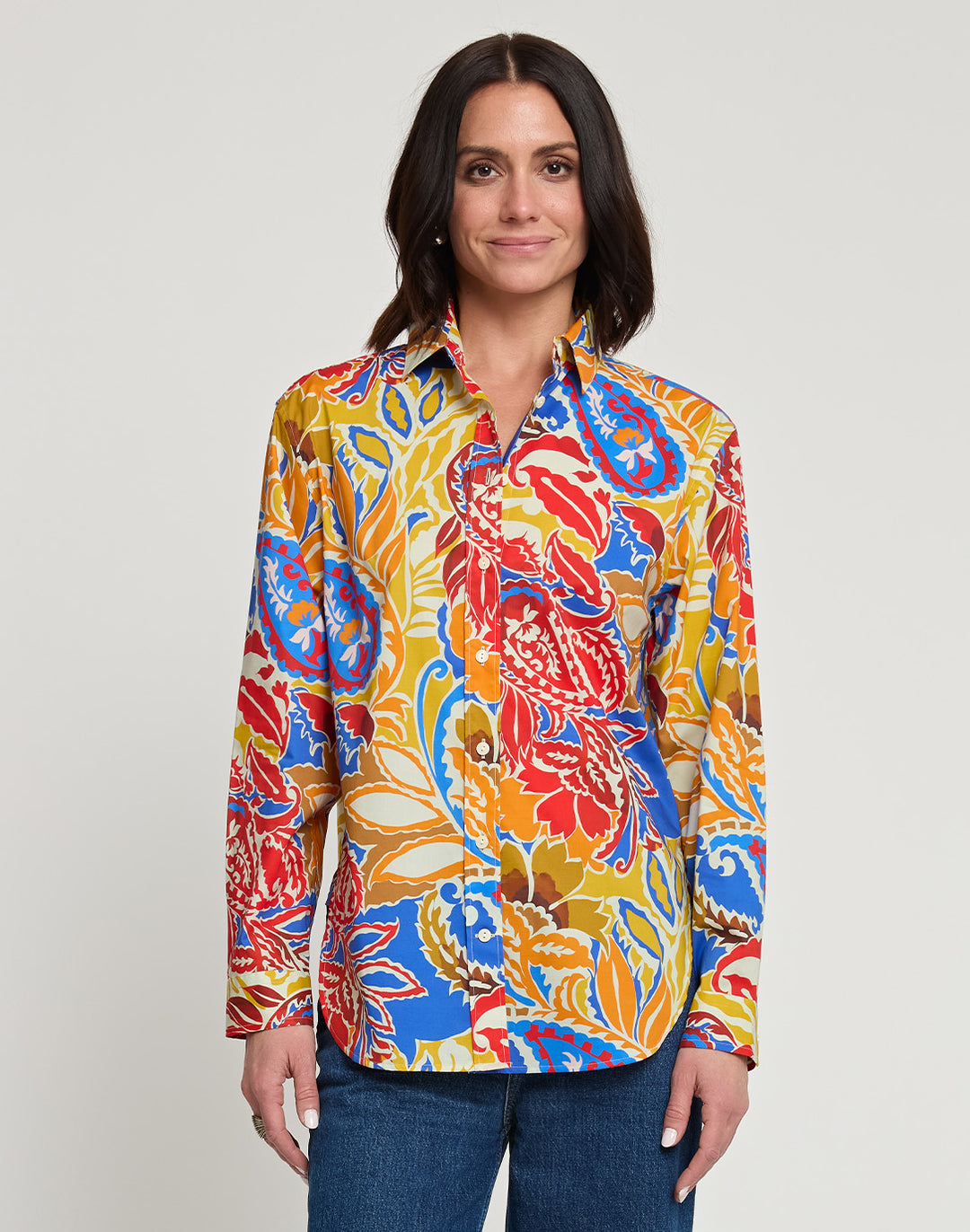 Halsey Long Sleeve Botanical Paisley Print Shirt