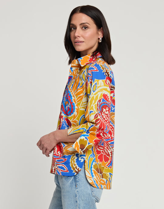 Aileen 3/4 Sleeve Botanical Paisley Print Top