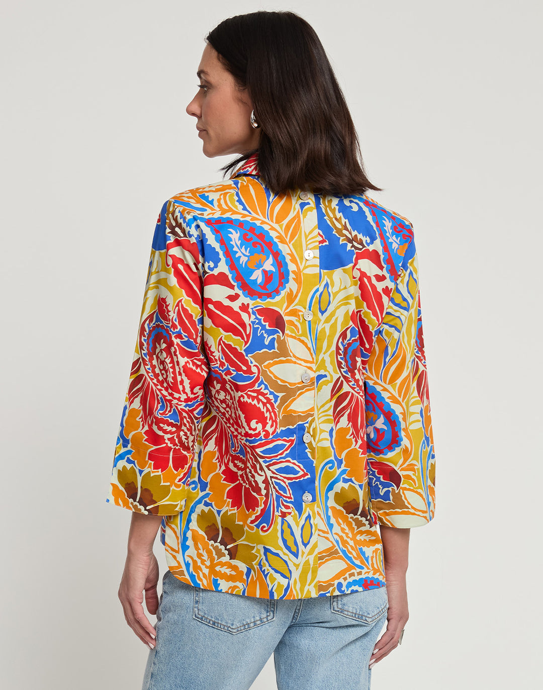 Aileen 3/4 Sleeve Botanical Paisley Print Top