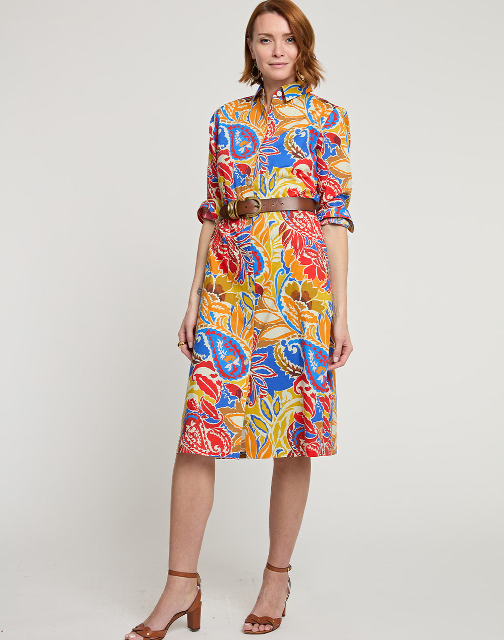 Tamron Long Sleeve Botanical Paisley Print Dress