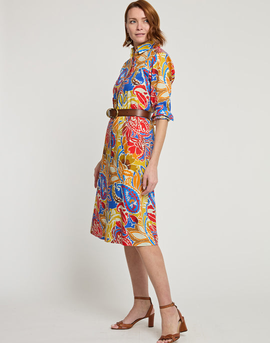 Tamron Long Sleeve Botanical Paisley Print Dress