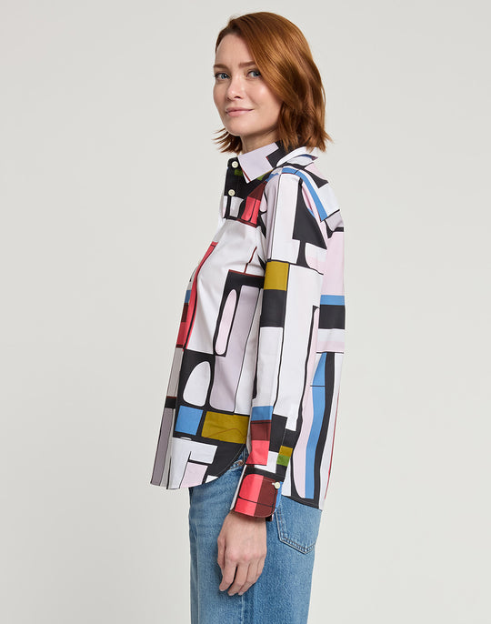 Reese Long Sleeve Abstract Geo Print Shirt