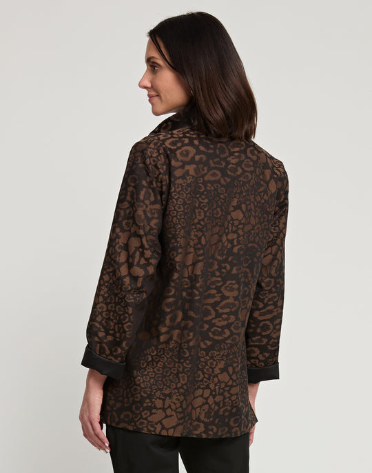 Constance Long Sleeve Reversible Leopard Jacquard Jacket