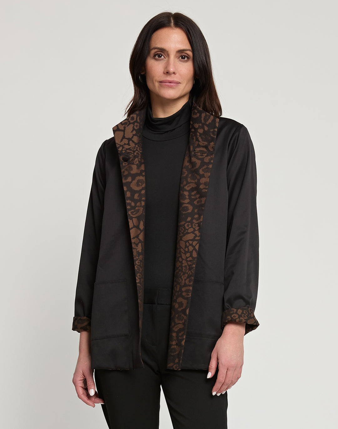 Constance Long Sleeve Reversible Leopard Jacquard Jacket