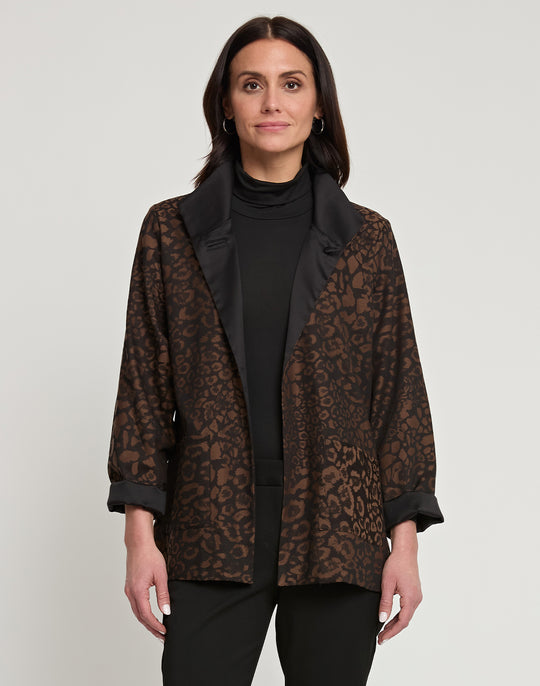 Constance Long Sleeve Reversible Leopard Jacquard Jacket