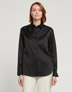 Halsey Long Sleeve Cotton Satin Shirt