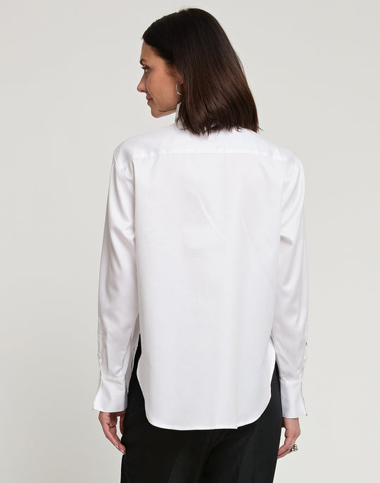 Halsey Long Sleeve Cotton Satin Shirt