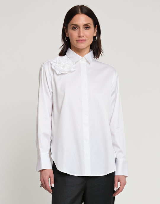 Halsey Long Sleeve Cotton Satin Shirt