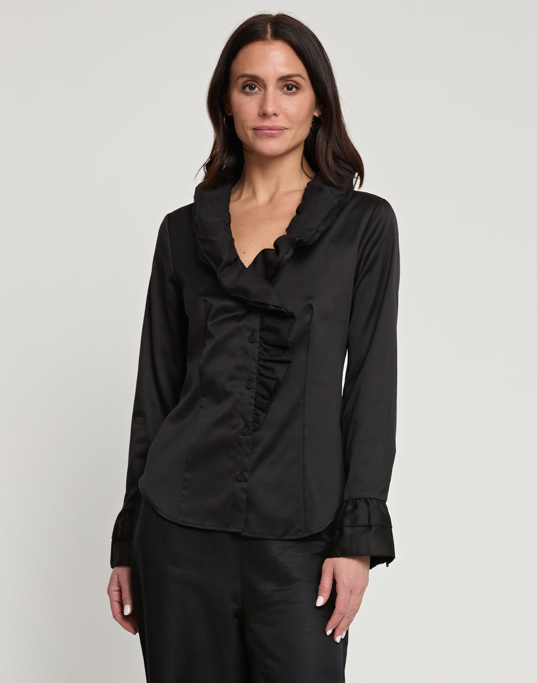 Amara Long Sleeve Cotton Satin Shirt