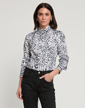 Load image into Gallery viewer, Diane Long Sleeve Snow Leopard Sateen Print Shirt