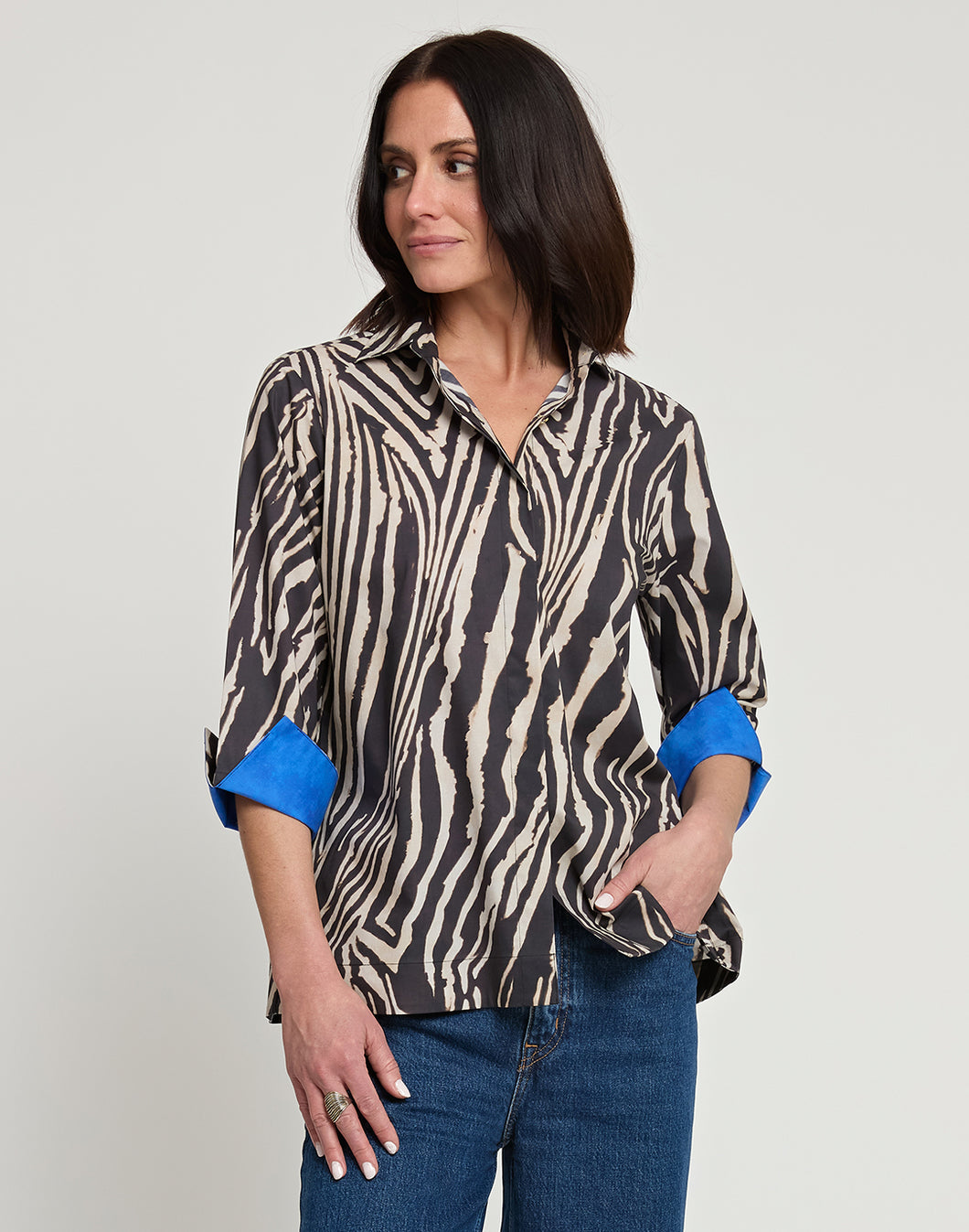 Xena 3/4 Sleeve Zebra Print Shirt