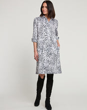 Load image into Gallery viewer, Charlotte 3/4 Sleeve Snow Leopard Sateen Print Dress