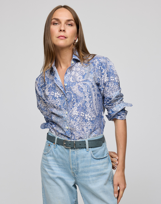 Margot Long Sleeve Lace Print Shirt