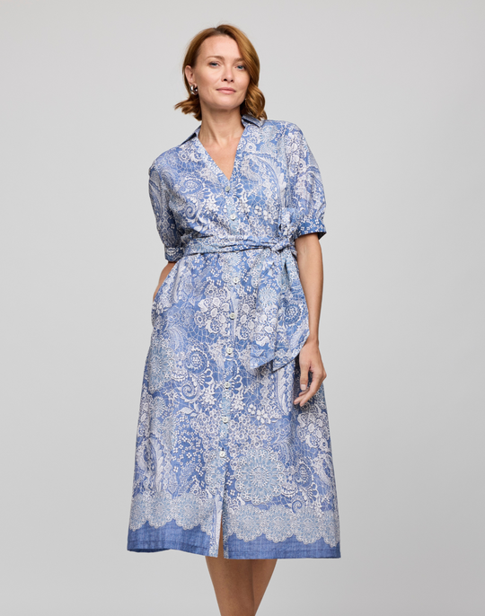 Luca Elbow Sleeve Lace Print Dress