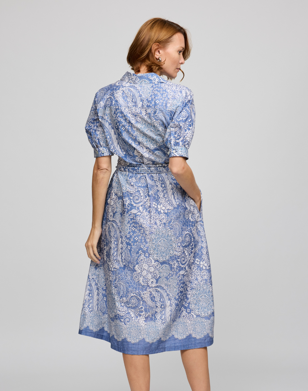 Luca Elbow Sleeve Lace Print Dress