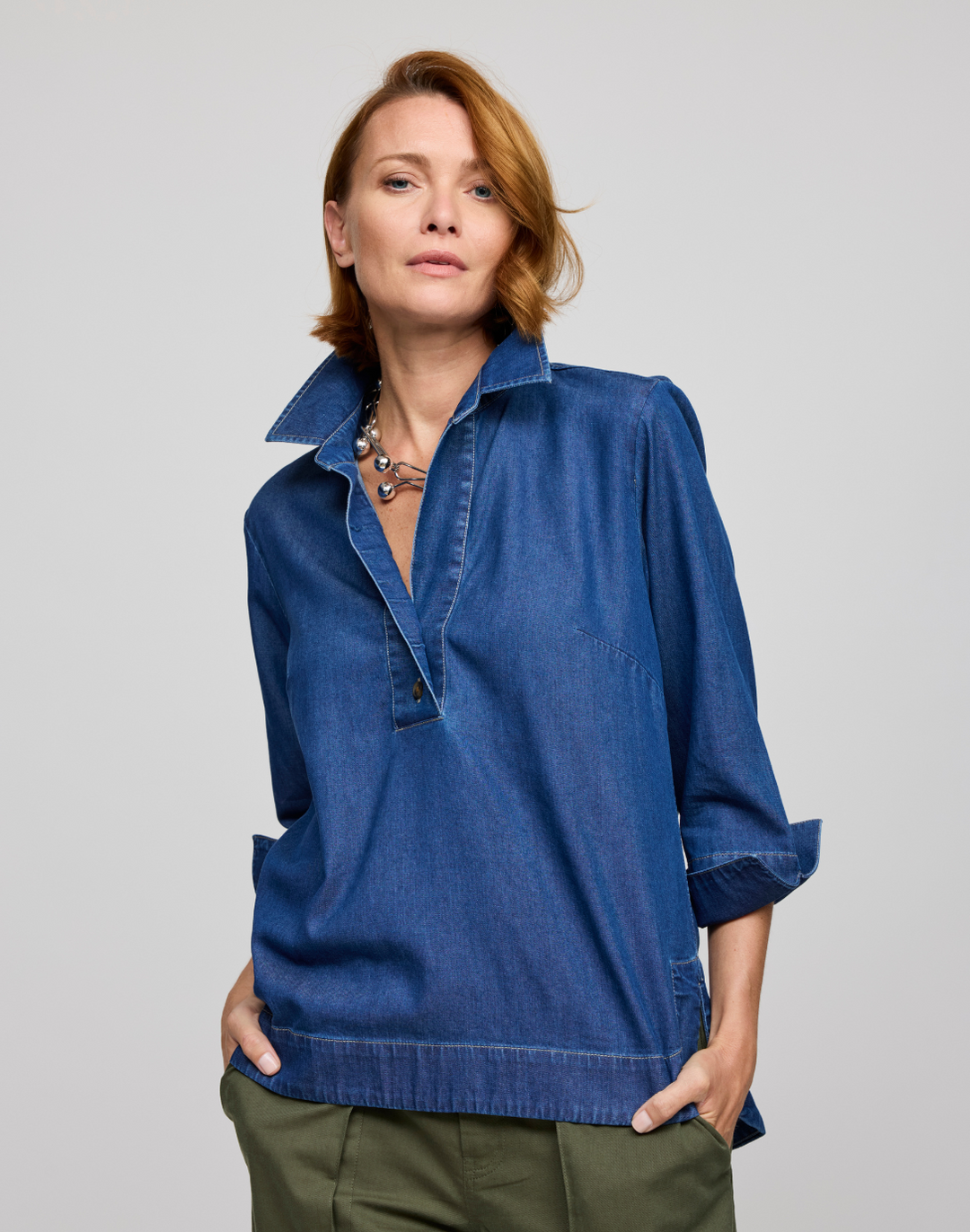 Aileen 3/4 Sleeve Denim Shirt