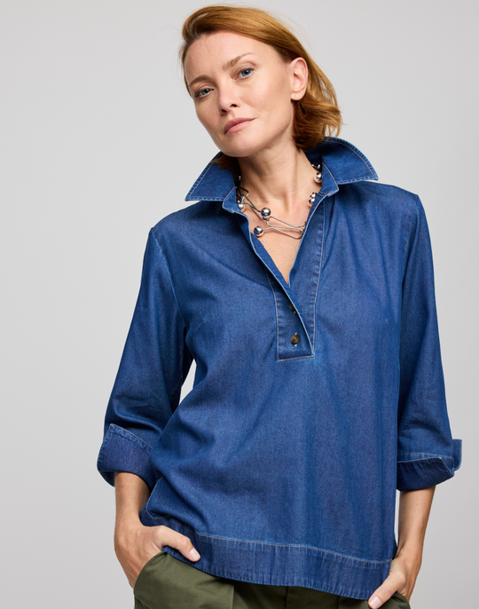 Aileen 3/4 Sleeve Denim Shirt