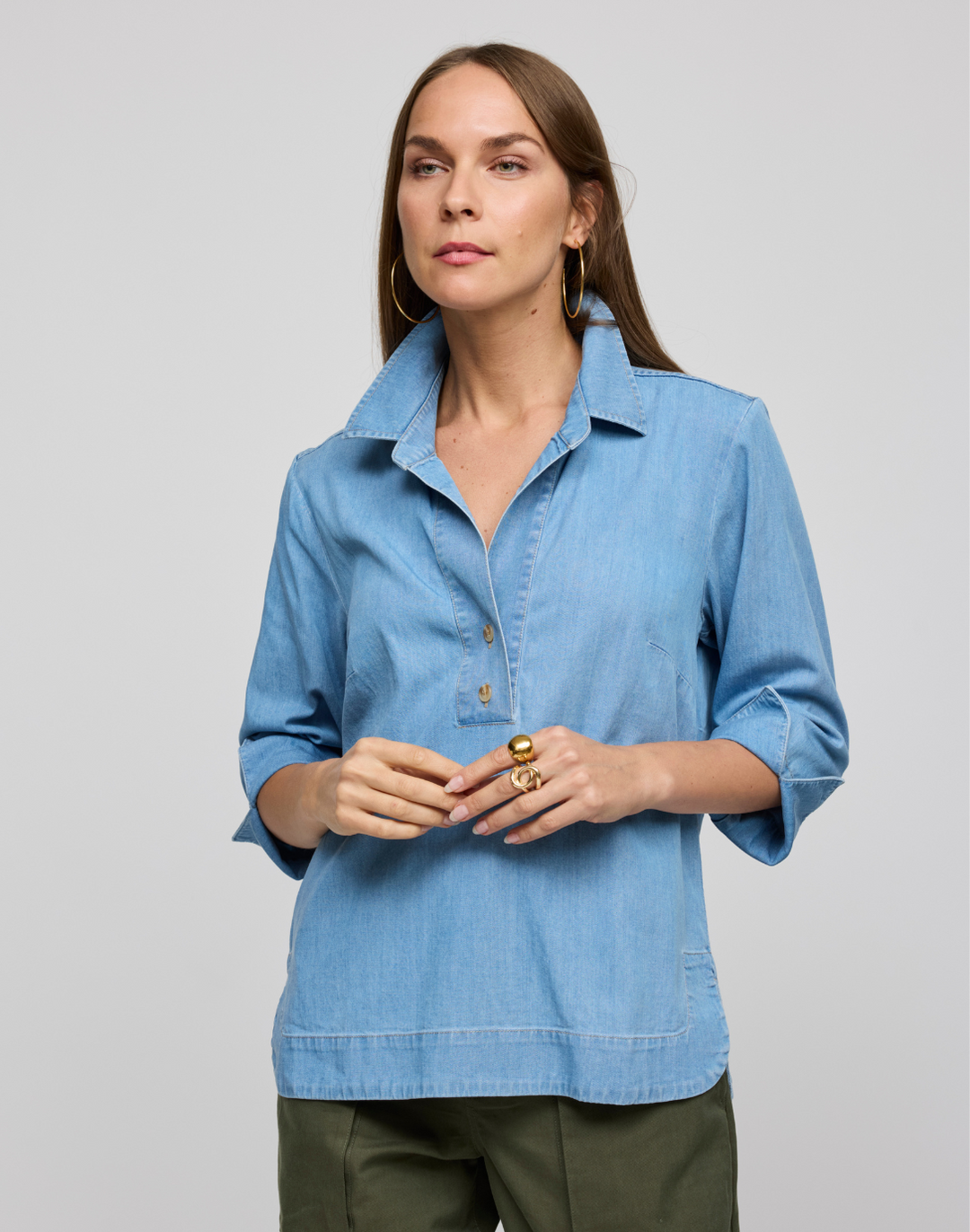 Aileen 3/4 Sleeve Denim Shirt