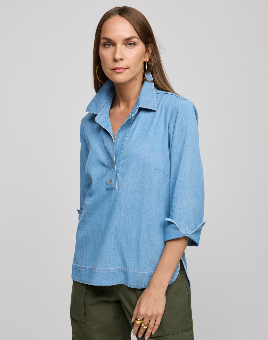 Aileen 3/4 Sleeve Denim Shirt