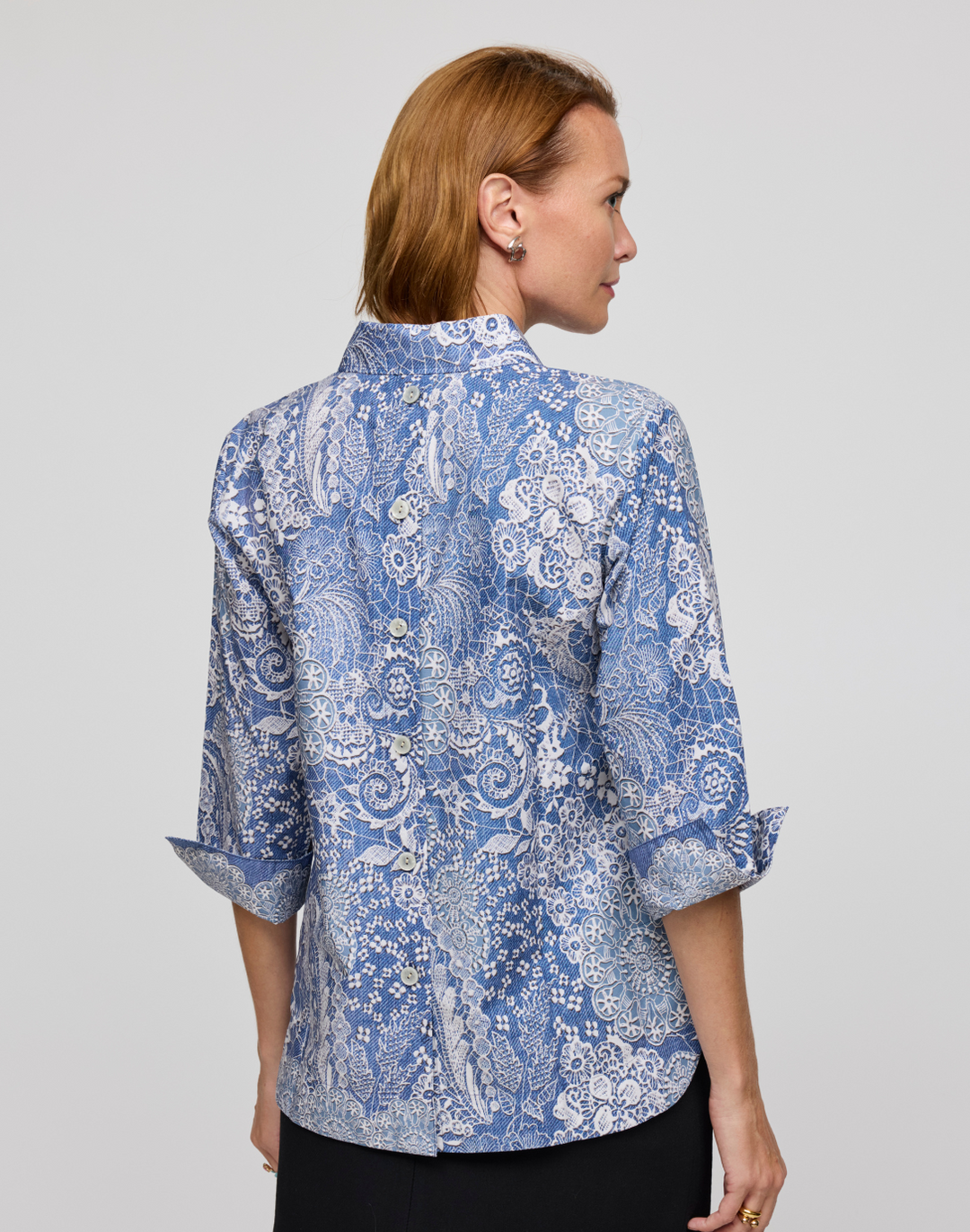 Aileen 3/4 Sleeve Lace Print Shirt