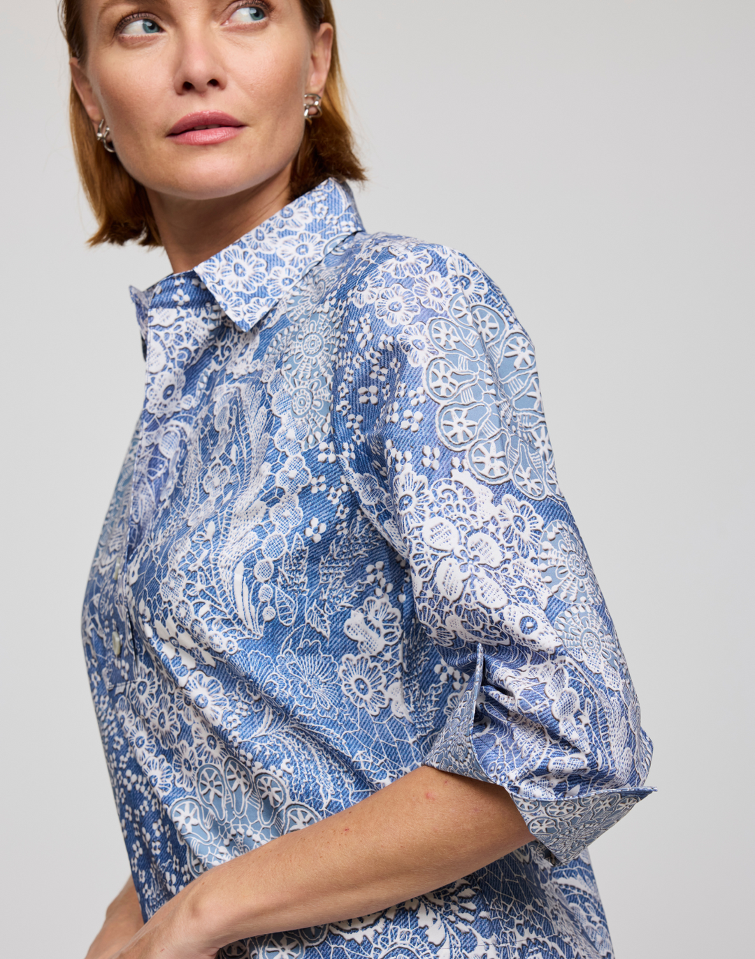 Aileen 3/4 Sleeve Lace Print Shirt