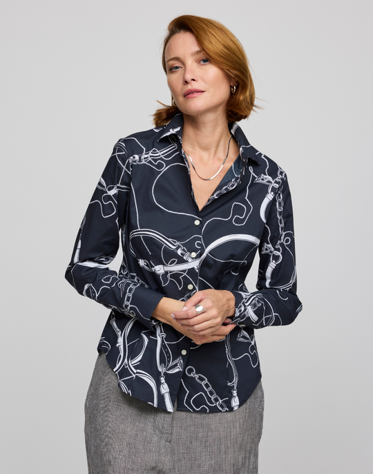 Diane Long Sleeve Equestrian Print Shirt