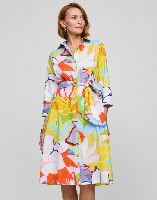 Tamron 3/4 Sleeve Lotus Print Dress