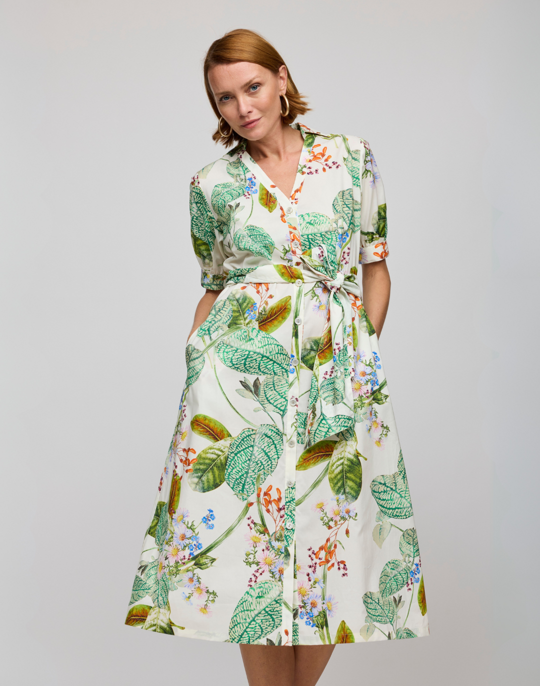 Luca Elbow Sleeve Botanical Floral Dress