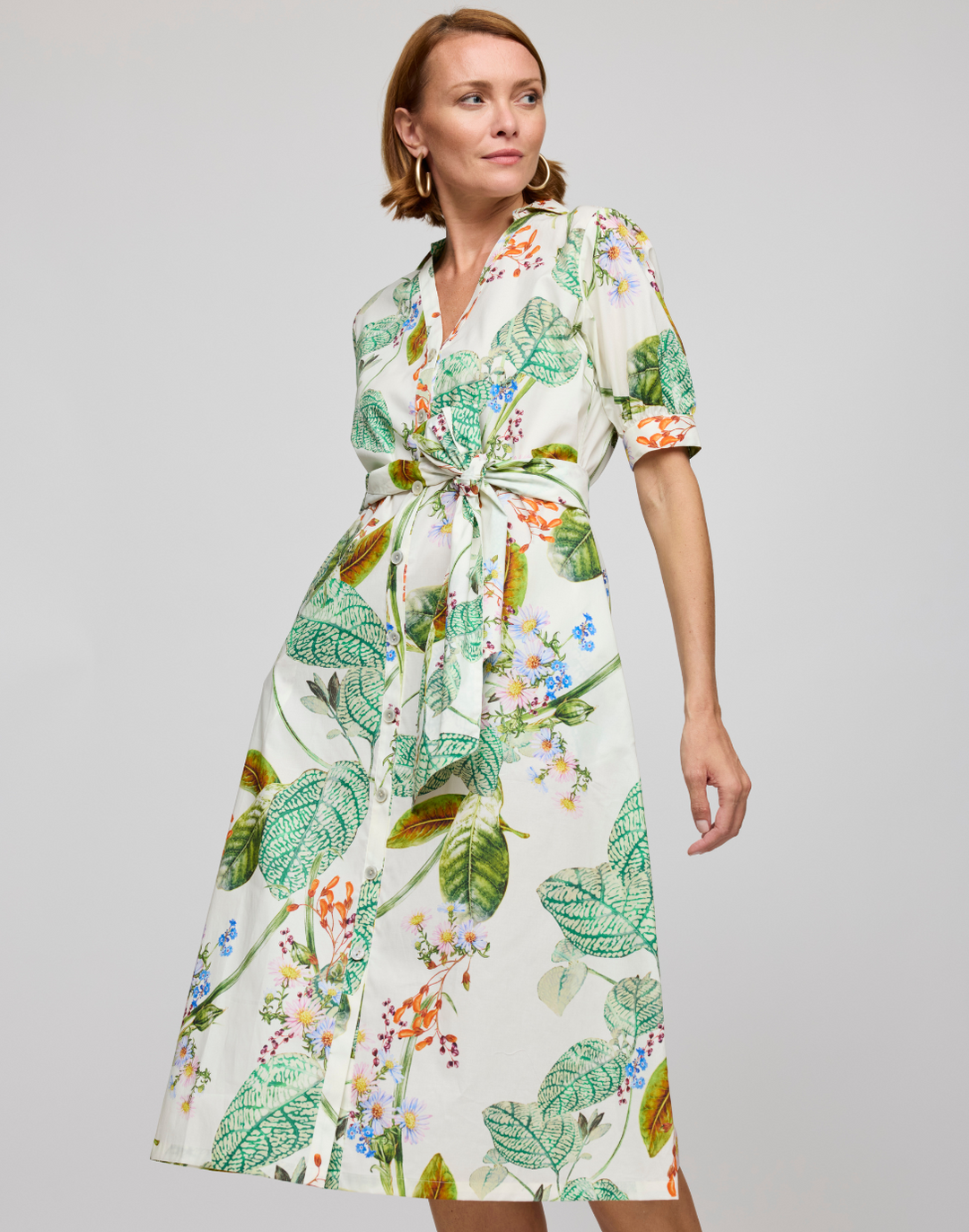 Luca Elbow Sleeve Botanical Floral Dress