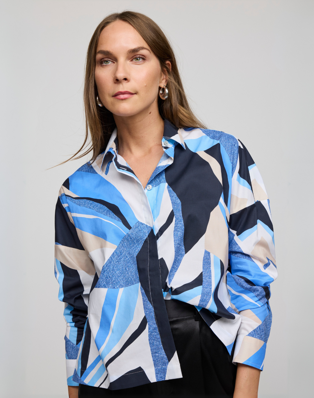 Sophie Long Sleeve Abstract Motif Print Shirt