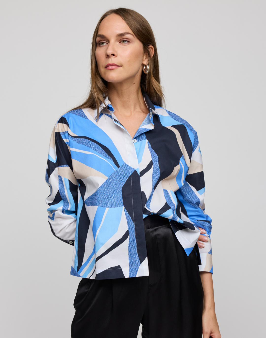 Sophie Long Sleeve Abstract Motif Print Shirt