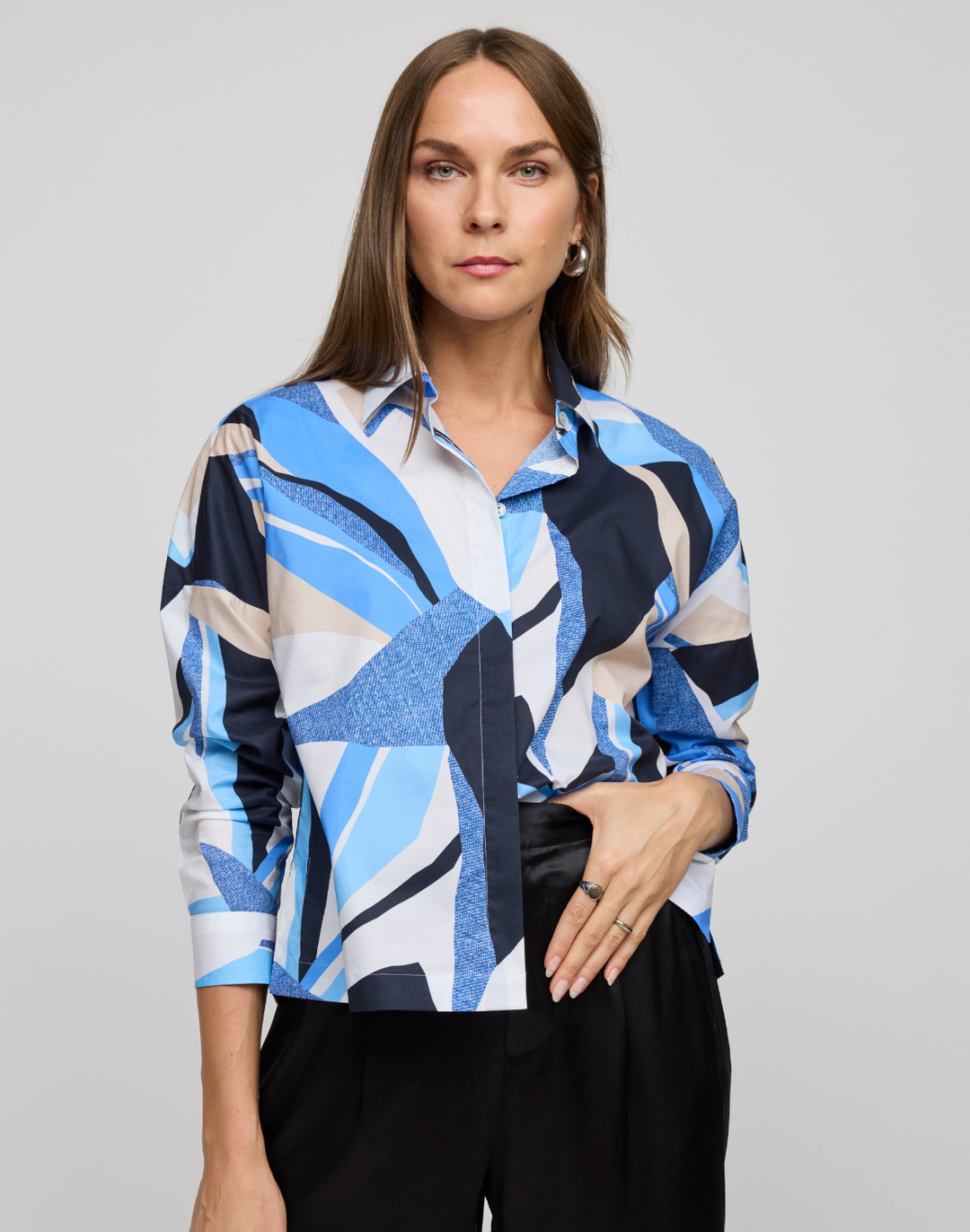 Sophie Long Sleeve Abstract Motif Print Shirt