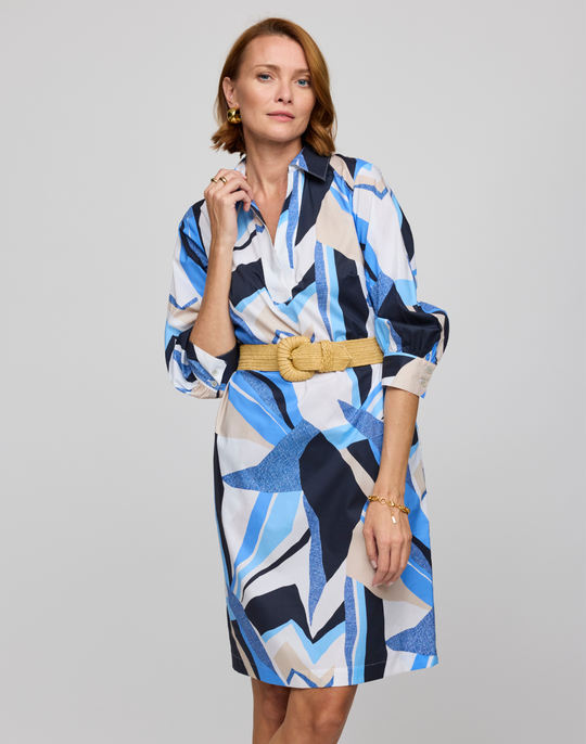 Vicky 3/4 Sleeve Abstract Motif Print Dress