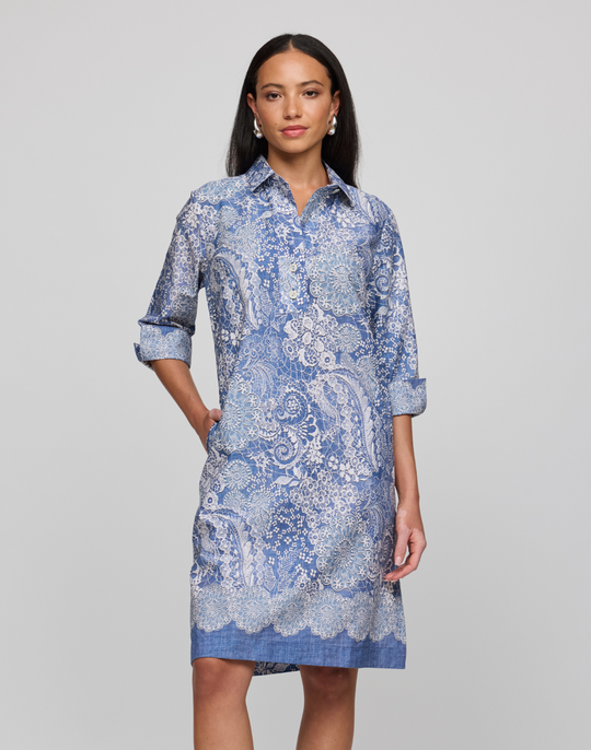 Charlotte 3/4 Sleeve Lace Print Dress