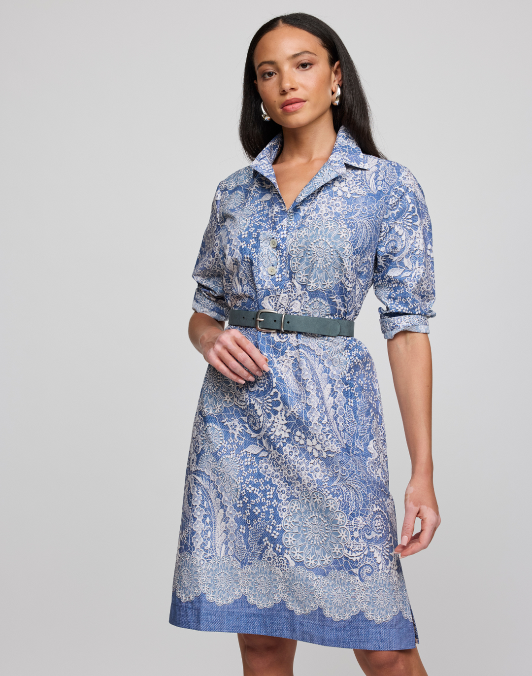 Charlotte 3/4 Sleeve Lace Print Dress