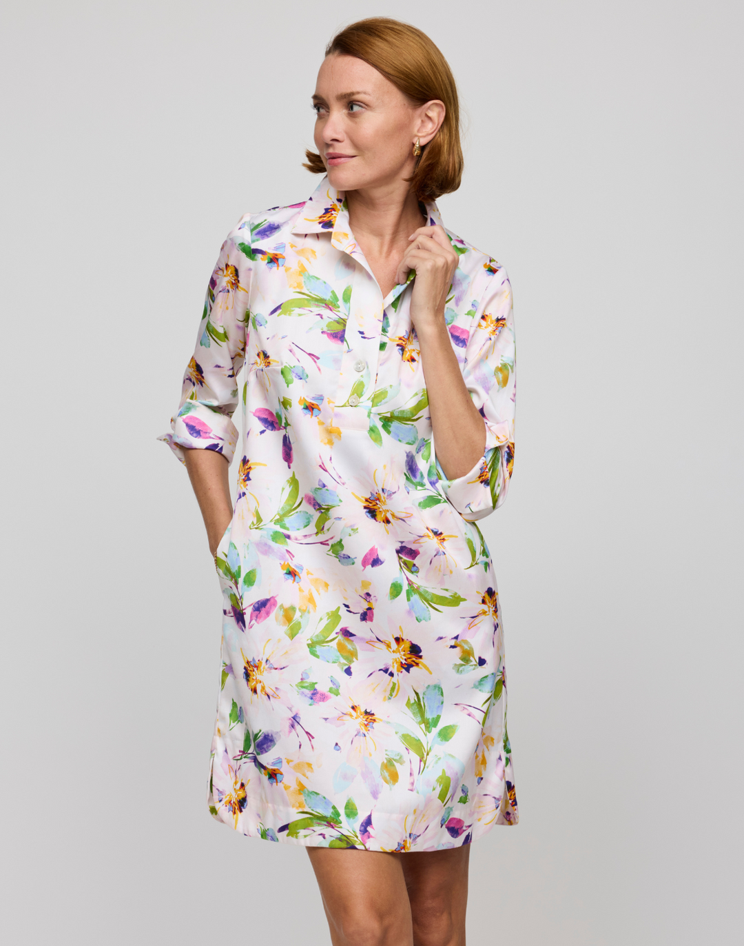 Aileen 3/4 Sleeve Garden Sateen Dress