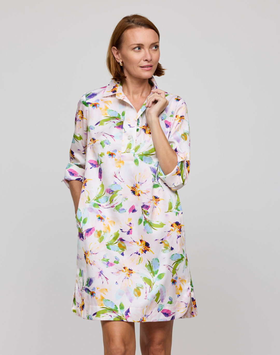 Aileen 3/4 Sleeve Garden Sateen Dress