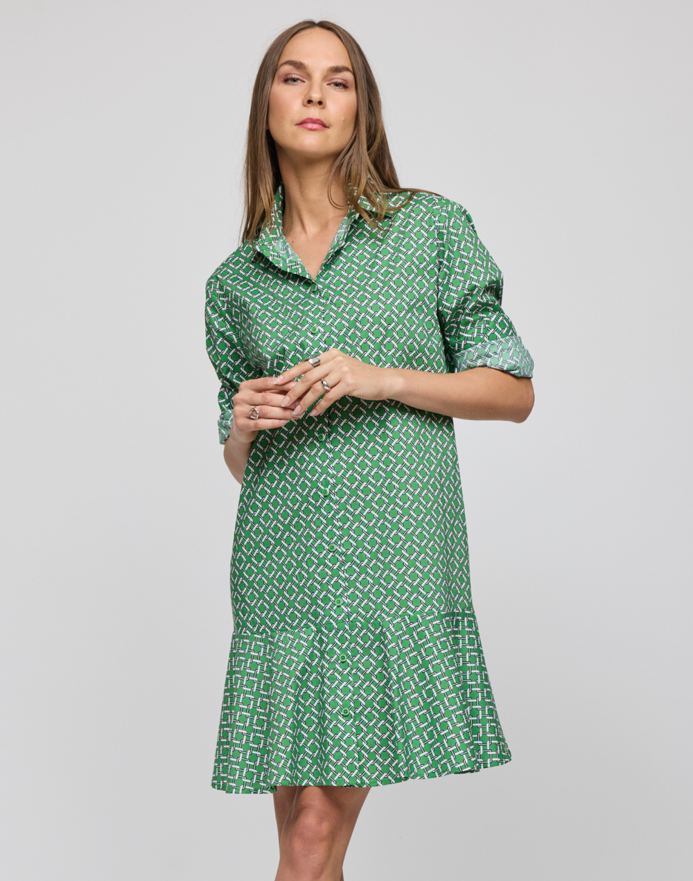 Adeline Long Sleeve Chain Link Dress