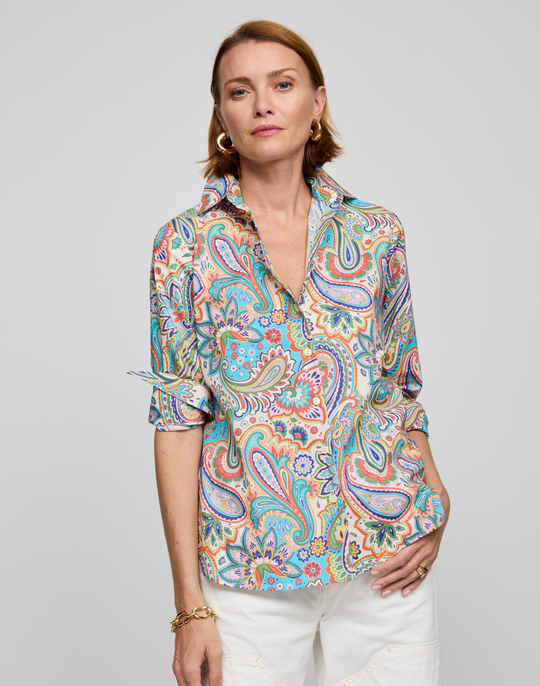 Margot Long Sleeve Multi Color Paisley Print Shirt