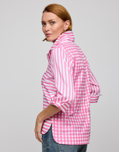 Load image into Gallery viewer, Aileen 3/4 Sleeve Stripe/Gingham White Combo Top