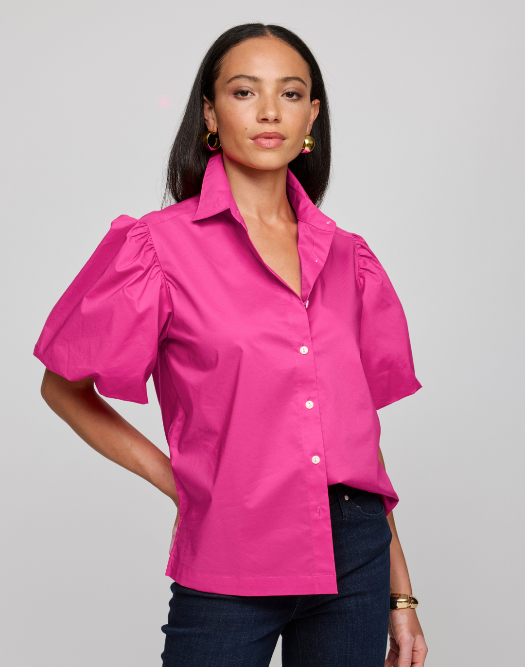 Angelina Elbow Sleeve Cotton Shirt